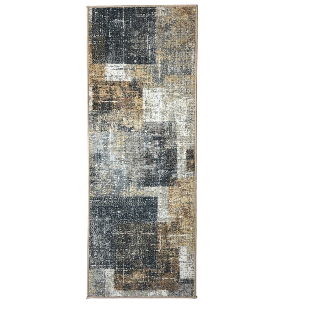 Mohawk Home Campeiro Low Pile Cream, Brown, and Grey Rug - 59in x 22 1/4"in -EUC
